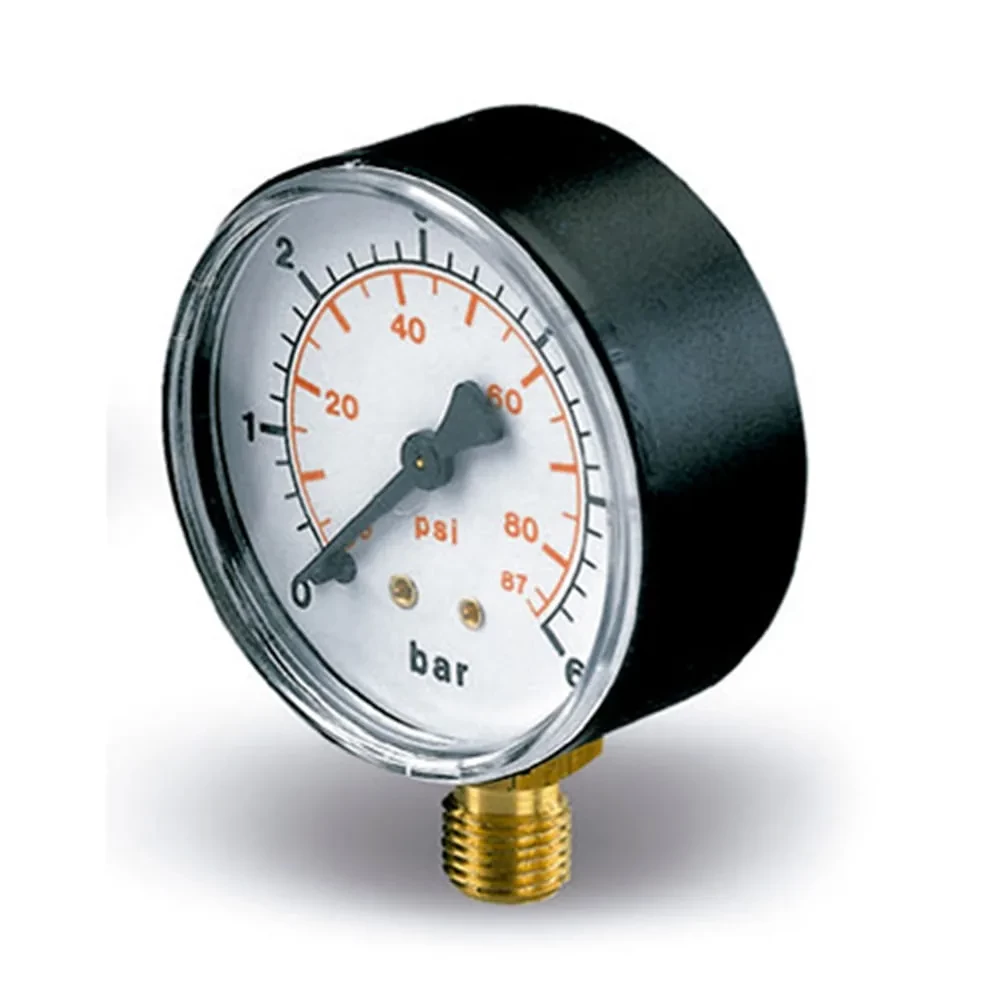 Pressure Gauge D63, 0-6bar 1/4 vertical